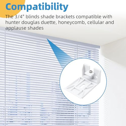 3/4" Blinds Shade Brackets Compatible with Hunter Douglas Duette, Blinds Mounting Clips Fit for Honeycomb, Cellular and Applause Shades, 3 Pack