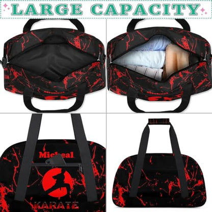 Personalized Martial Art Bag Duffel Bag for Girls, Custom Taekwondo Karate Bag Overnight Bags for Travel Weekender Practice Karate - color: Option 11