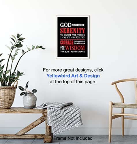 Serenity Prayer Wall Art Print - AA Recovery Poster 8x10 Unframed | Serenity Prayer Wall Decor, Recovery Gift Ideas, Sobriety Gifts For Women, Twelve Step Program Art, Addiction Recovery Decor