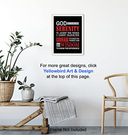 Serenity Prayer Wall Art Print - AA Recovery Poster 8x10 Unframed | Serenity Prayer Wall Decor, Recovery Gift Ideas, Sobriety Gifts For Women, Twelve Step Program Art, Addiction Recovery Decor