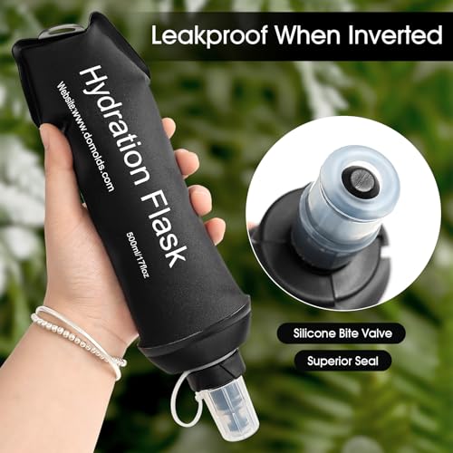 GUYI GYGYL Soft Flask, TPU Collapsible Soft Water Bottle for Hydration Pack, Running Vest, Leak-Proof Folding Water Bottle for Hiking Cycling Climbing Jogging-500ml Black - color: 500ml Black