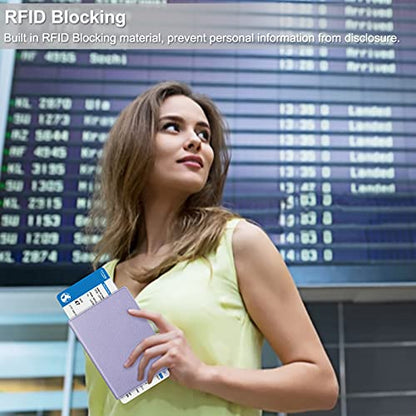 FINTIE Passport Holder, Slim Travel Wallet RFID Blocking Card Case Cover - color: Lilac Purple