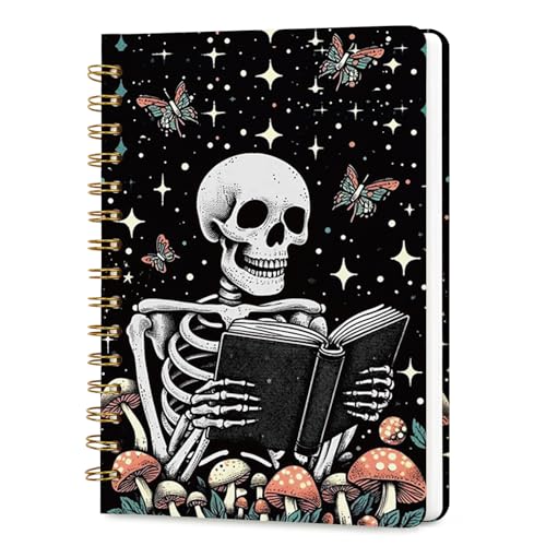 Lined Spiral Journal Notebook, A5 College Ruled Spiral Notebook for Women, Hardcover with Elegant Design for Work and Note-Taking, 5.5 * 8.25 inch, 160 Pages, Skull Head Reads - color: Skull Head 1