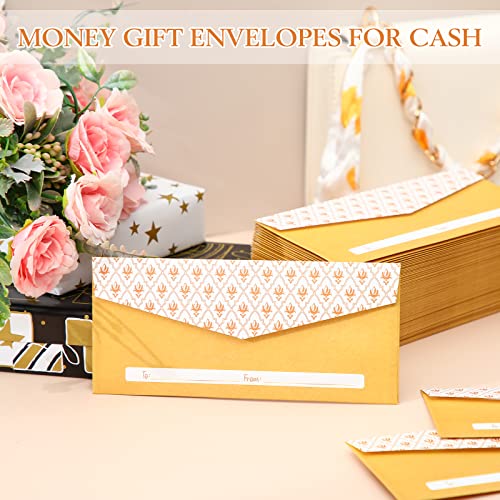 Teling 100 Pack Gold Money Style Envelopes for Cash Gifts Kraft, 3 x 7''