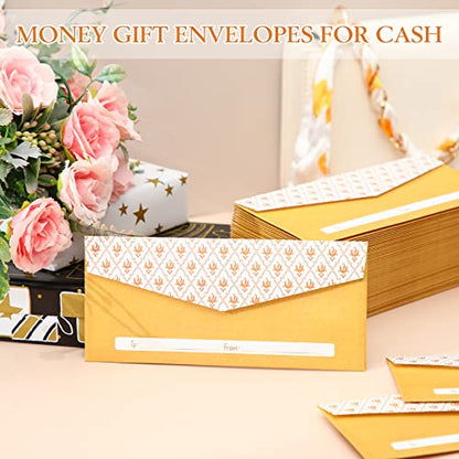 Teling 100 Pack Gold Money Style Envelopes for Cash Gifts Kraft, 3 x 7''