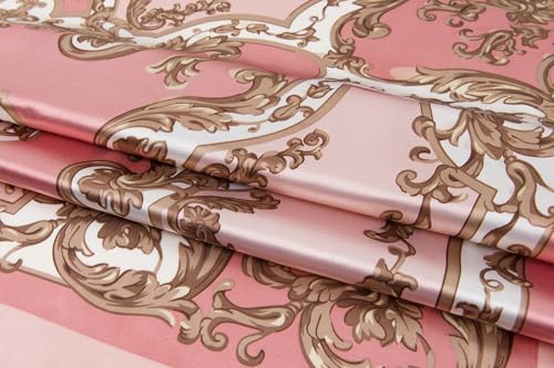 Silk-Feel 35x35 Satin Hair Scarf | Multi-Way Head Wrap for Sleep, Style & Hijab | Gift-Ready Fashion Scarf for Women - color: Pink-totem