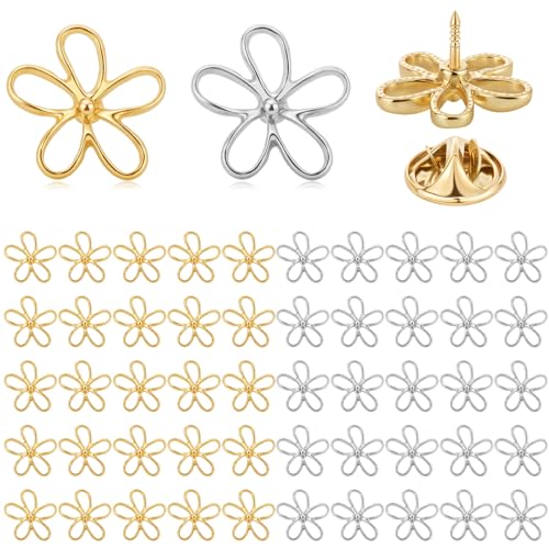 Liliaafar 50 Pcs Lapel Pins Brooches for Women - color: Gold, Silver, style: Daisy Flower