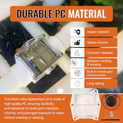 0801‑20H‑RK CR Valve Replacement Kit for Magic Plastics, Pool Valve Repair Kit, Corrosion Resistant Plastic Check Valve Parts, Plate, Spring, Lid for Pool & Spa
