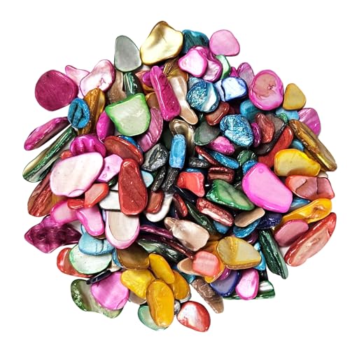 Natural Crushed Shells Chips Irregular Mother of Pearl Seashell Fragments Sea Shell Pieces for DIY Crafts, Vase Filler, Decorating, Home Décor - color: Mixed, size: 2LB