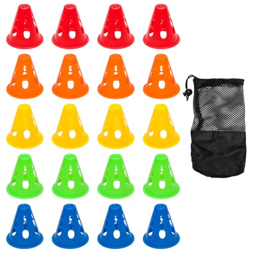 Mini Traffic Cones, Agility Training Cones Plastic Marker Cones, Small Practice Cones - style: With holes