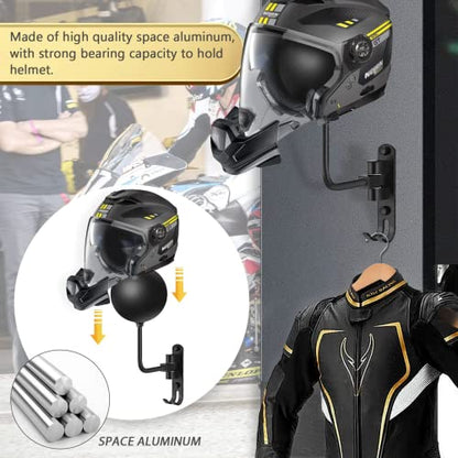 Kikerike Motorcycle Helmet Rack Wall Mount 180 Degree Rotation Metal Bike Helmet Holder Mount Bicycle Helmet Display Hanger Stand with 2 Hooks for Motorcycle Bike Baseball Rugby Helmet - Black, 3 Pcs - color: Black(3PCS)