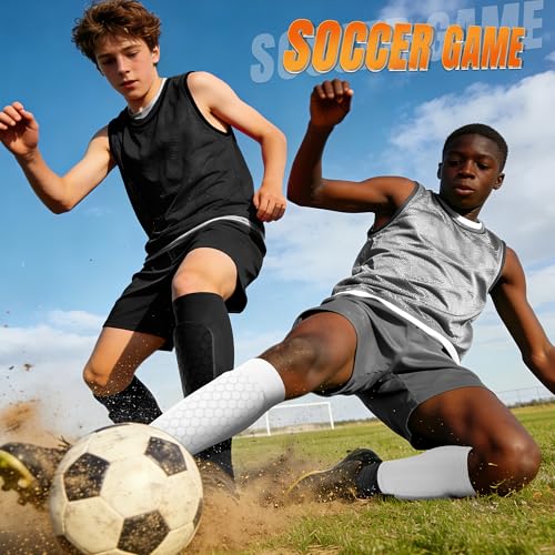 XZQTIVE Soccer Shin Guards Shin Defender for Kids Youth Adult, Ski Shin Guard Calf Compression Sleeve with Honeycomb Shin Pads - color: black, size: Medium