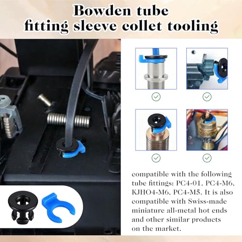 40 PCS Bowden Tube Coupler 1.75mm Bowden Tube Connector 3D Printer Clips Collet Clamp Clip Bowden-Collet 3D Printer Parts Accessories for 3D-Printers