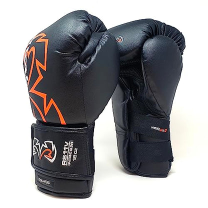 RIVAL Boxing RS11V Evolution Sparring Gloves, Extra-Thick 2” Padding, V-Strap Wrist Lock 2 System, Large Hand Compartment, and 15 Degree Angle Cuff - color: Black, size: 18 oz.