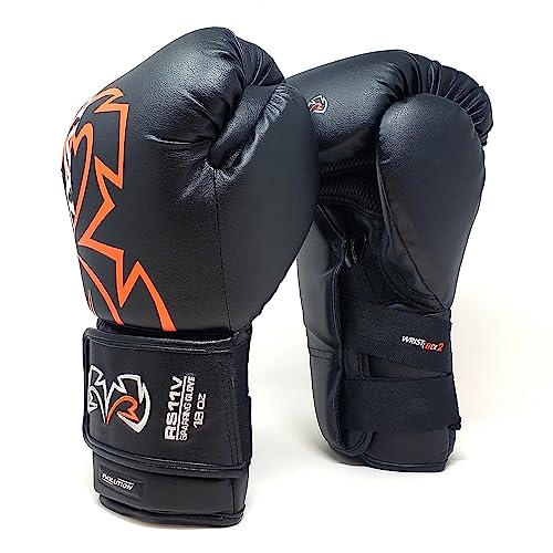 RIVAL Boxing RS11V Evolution Sparring Gloves, Extra-Thick 2” Padding, V-Strap Wrist Lock 2 System, Large Hand Compartment, and 15 Degree Angle Cuff - color: Black, size: 14 oz.
