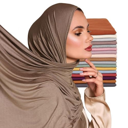 Soft Stretch Head Wrap Scarfs Long Turban Head Wrap Tie for Women - color: Khaki