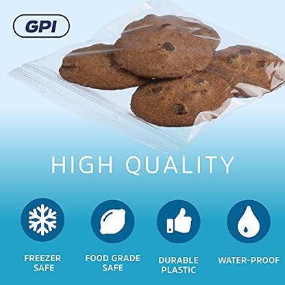 Clear Plastic Zip Sandwich Bags - Bulk GPI Case of 1000 6" x 6" 2 mil thick, Strong & Durable RECLOSABLE Poly Baggies With Resealable Zip Top Lock For Travel, Storage, Packaging & Shipping. - size: 6" x 6"