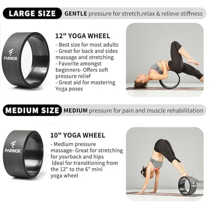 Yoga Wheel for Back Pain Relief, Back Roller Wheel with Extra Cushion | Wider & Thickest Foam, Stretches and Strengthens Core Muscles - style: SET OF 4(Black)