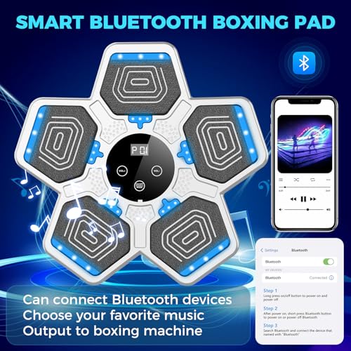 LOLBOX 2026 Music Boxing Machine for Adults and Kids, Smart Bluetooth Boxing Training Equipment with Gloves Wall Mounted, Workout Punching Machine for Home,Office and Gym - color: Off White