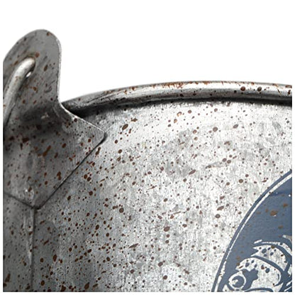 Lakeside Bait and Tackle Metal Bucket - Decorative Fishing Pail for Pencils, TV Remotes or Tools