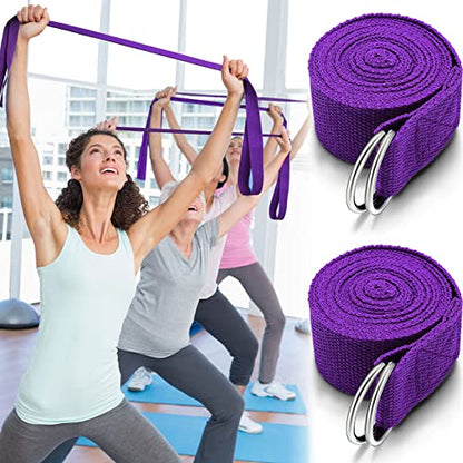 6 Pcs Yoga Strap for Stretching 8 ft Yoga Exercise Adjustable Straps Bands with Safe D Ring Buckle for Pilates, Gym Workouts, Fitness, Physical Exercise, Dance, Improve Flexibility - color: Purple