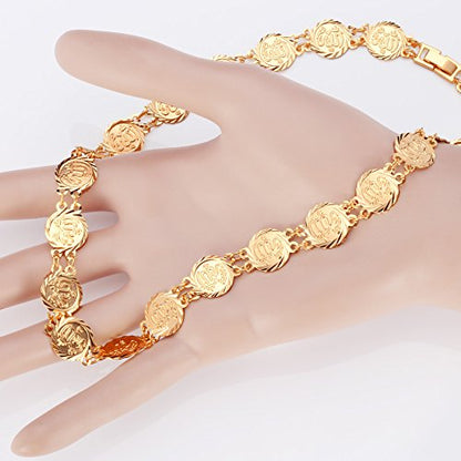 U7 Allah Necklace for Women/Men, 18K Gold Plated Square/Oval/Coin/Heart/Crescent Moon Islamic Pendant Necklace Muslim Jewelry with Chain - color: 06.Coin Necklace Gold