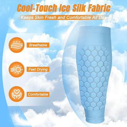 XZQTIVE Soccer Shin Guards Shin Defender for Kids Youth Adult, Ski Shin Guard Calf Compression Sleeve with Honeycomb Shin Pads - color: baby blue, size: XX-Small
