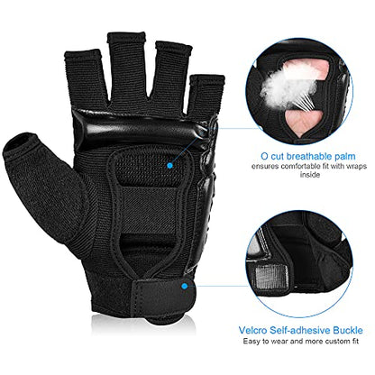 Xinluying MMA Gloves, 8mm EVA Padding, Adjustable Wrist Strap, Women & Kids | Abrasion-Resistant, for Punch Bag, Boxing, Taekwondo, Karate, Martial Arts, Sparring, Heavy Bag Training - color: Black, size: Large