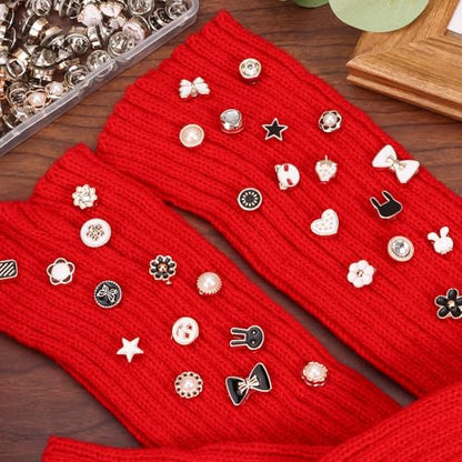 194pcs Pearl Brooch Buttons, No Sew Instant Removable Reusable Cover Up Buttons Pins, Rhinestone Brooch Pins for Women Fashion, Replacement Safety Button for Pant Waist Shirt Dress Sweaters Coat Shawl