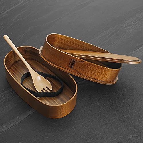 YFWOOD Natural Wooden Bento Boxes - Double Layer Lunch Box(1000ml) | Bento Box for Kids, Japanese Bento Box, Lunch Boxes, For Adult Picnicking Office Hiking Camping Fitness Training Lose Weight