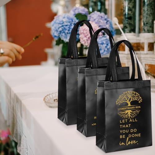 Sweetude 30 Pcs Bible Verse Christian Gift Bags Set, Black and Gold - color: Black and Gold
