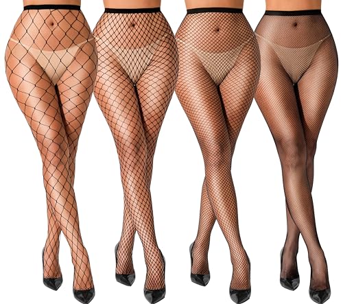 VOAKOW Fishnet Stockings Womens High Waist Fishnet Tights Mesh Stockings For Women - color: Regular Black Lms Es Mesh 4