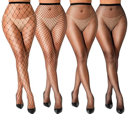 VOAKOW Fishnet Stockings Womens High Waist Fishnet Tights Mesh Stockings For Women - color: Regular Black Lms Es Mesh 4