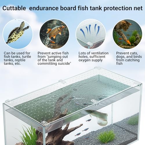 Colingmill 2 Pcs Aquarium Acrylic Glass Canopy Set Cuttable Aquarium Fish Tank Cover, Anti-Jump Net with Clips,29 x 12 Inch - size: 29 x 12 in