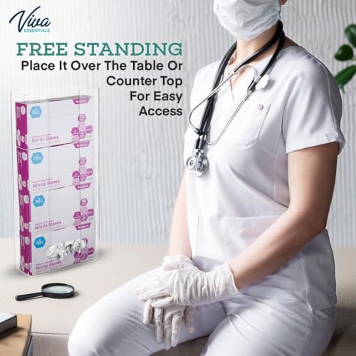 AdirMed VivaEssentials Quad Glove Box Holder, Wall Mount or Free Standing Clear Acrylic Glove Holder - color: Clear, style: Four Box Capacity