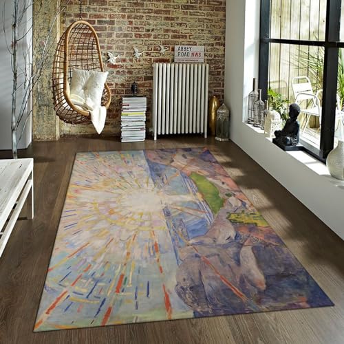 Expressionism Artist Rugs for Living Room Cartoon Sun Rug Natural Scenery Comfy Area Rug for Kids Boys Girls Bedroom Decor Aesthetic 5'x6' - size: 5'x6'