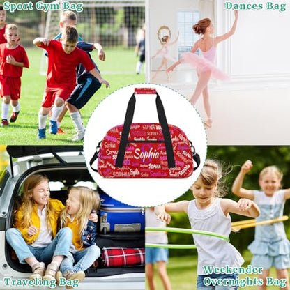 Custom Named Dance Ballet Bag Girls, Weekend Sports Travel Bag, Red | Gym Bag Sports Travel Carry On Duffle Bag - color: Color 13