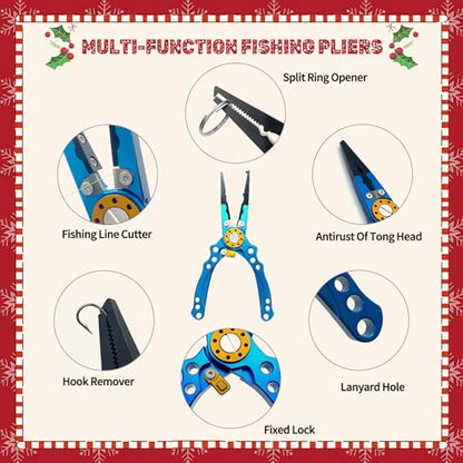 XBLACK Fishing Tool Kit Fishing Pliers Fish Gripper Fishing Scale Fish Grip Tools Set Saltwater Resistant Fishing Gear - color: Advanced Set - B