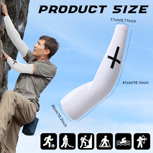 Shyyween 4 Pairs Faith Cross Arm Sleeve for Baseball Football - color: White