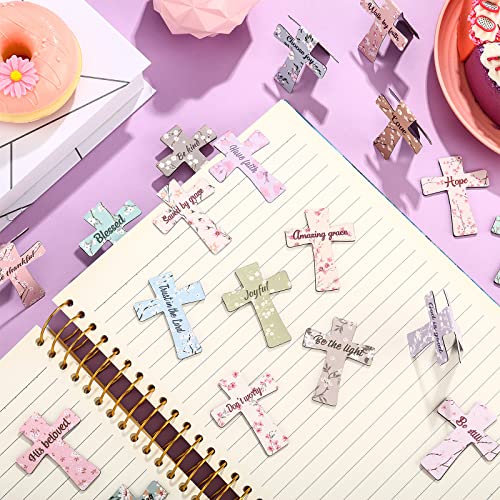 48 Pcs Magnetic Cross Bookmarks Bulk Church Gifts Christian Gifts for Women Bulk Christian Bookmarks Bible Verse Magnetic Page Clips for Women Christmas School Bible Study Group(Floral Style) - style: Floral Style