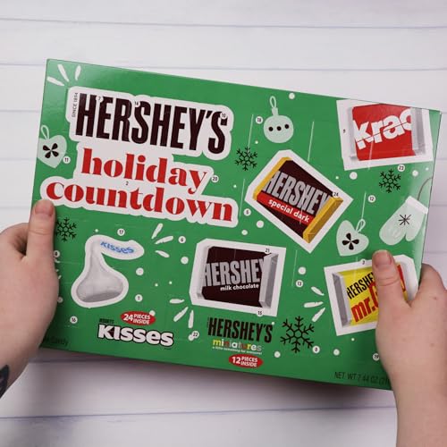 Hershey's Holiday Countdown, Christmas Chocolate Advent Calendar, 7.44 OZ | Miniature Candy Bars, Festive Activity, Individually Wrapped, Box, White Elephant Gift