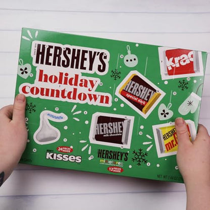 Hershey's Holiday Countdown, Christmas Chocolate Advent Calendar, 7.44 OZ | Miniature Candy Bars, Festive Activity, Individually Wrapped, Box, White Elephant Gift