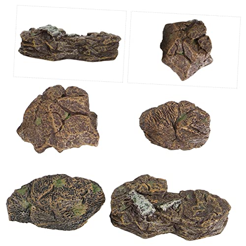 IMIKEYA 8 Pcs Stone Ornaments Gardening Potted Decoration Scenery Rock Decor Sandbox Figurine Sand Table Fake Rock Terrarium Pebbles Fish House for Stones Decor Frog Aquarium PVC