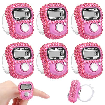 Simgoing Electronic Finger Clicker Counter, Rhinestones Tally Tasbeeh Counter Gifts for Prayer Islamic Golf Counting Goods Lap Knitting Bling Accessories - color: Pink