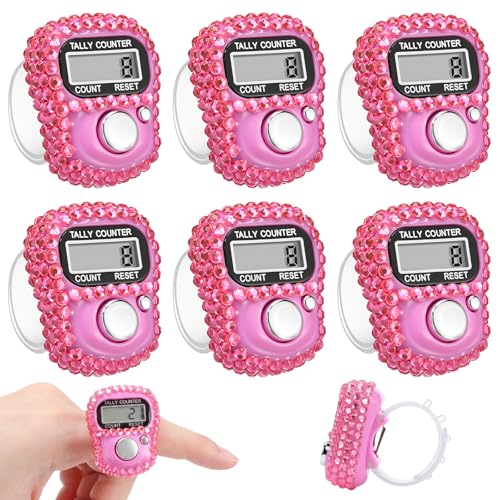 Simgoing Electronic Finger Clicker Counter, Rhinestones Tally Tasbeeh Counter Gifts for Prayer Islamic Golf Counting Goods Lap Knitting Bling Accessories - color: Pink