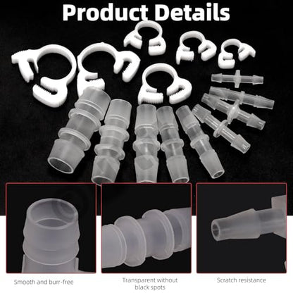 Hilitchi 48PCS 10 Sizes Plastic Hose Barb Fitting and 6 Sizes Nylon Strap Throat Hoop Assortment Kits M3.9-M19 Plastic Pipe Connectors Joint for Fuel Gas Liquid Air - style: No.3
