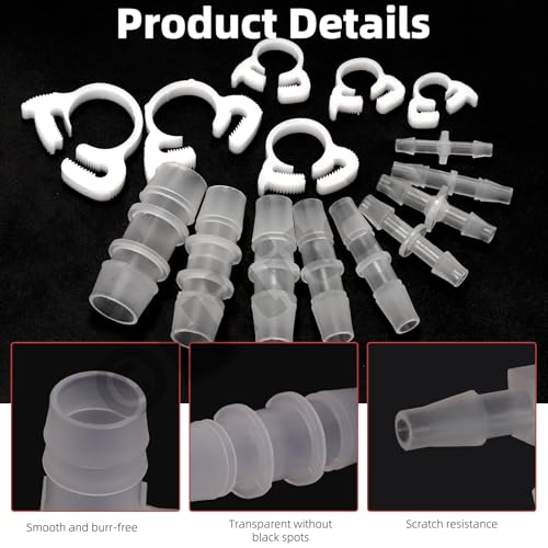 Hilitchi 48PCS 10 Sizes Plastic Hose Barb Fitting and 6 Sizes Nylon Strap Throat Hoop Assortment Kits M3.9-M19 Plastic Pipe Connectors Joint for Fuel Gas Liquid Air - style: No.3