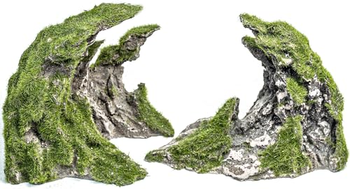 Novelsite Fish Tank Accessories, Aquarium Decorations, Scenery, Rock Ornaments - Create Aquatic Beauty with Premium Aquarium Decorations,8.5" W x 4.5" H x 3.2" D - color: Green Rockery, size: Canyon-S