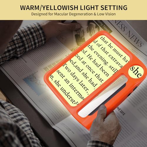 5X 10X Full-Page Magnifying Glass with Light, Rechargeable Handheld Magnifier with 3 Light Modes, 48 Lights, Clean Cloth Ideal Gift for Seniors Reading Books Inspection - style: 5X 10X