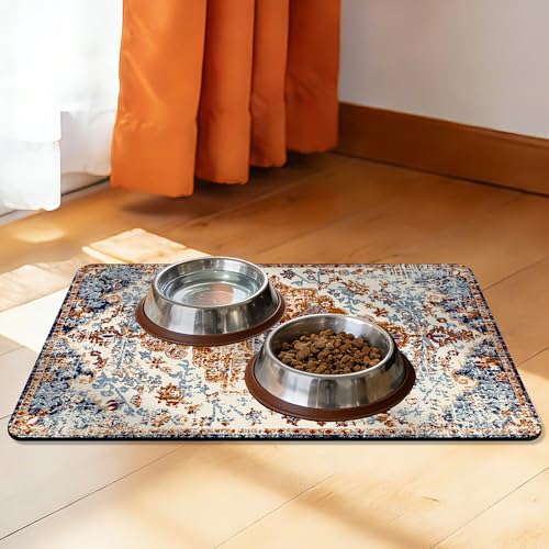 Cat Food Mat Pet Feeding Mats Dog Bowls Mat Cat Water Mat 12x20 Inch Boho3 - color: Bohemia Style 03